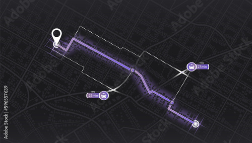 Gps map navigation to own house. City top view. View from above the map buildings. Detailed view of city. Decorative graphic tourist map. Abstract transportation background. Vector, illustration.
