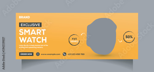 Smart watch facebook cover Social media banner design Premium Vector
