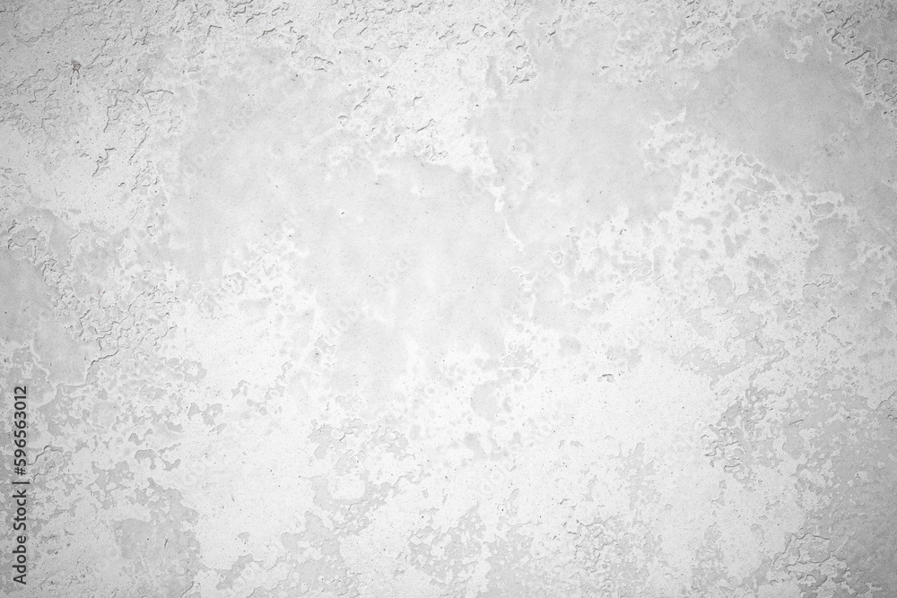 Fototapeta premium Light background of decorative plaster with abstract spots. Unusual texture of white or gray wall with beautiful patterns, creative surface background. Finishing coating for building cladding.