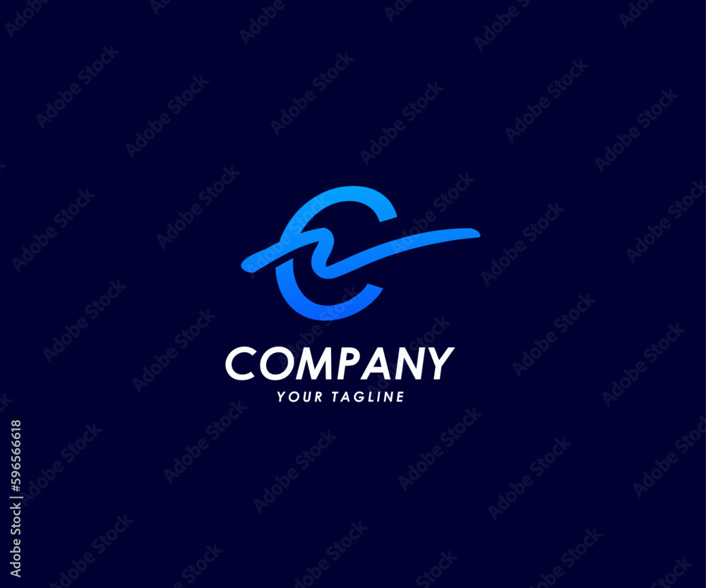 Fototapeta premium vector gradient Cn or Nc wave logo design template
