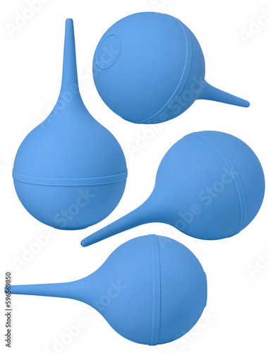 Obraz na płótnie set of blue medical enema or syringe isolated