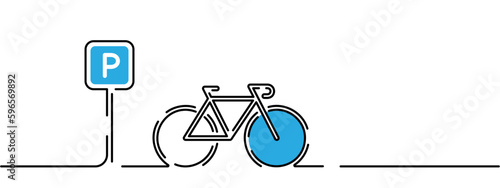 Bike parking line icon set illustration