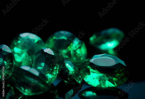 Elegant emerald green stones   showcasing luxury and brilliance  shallow depth of field  Illustrative Generative AI