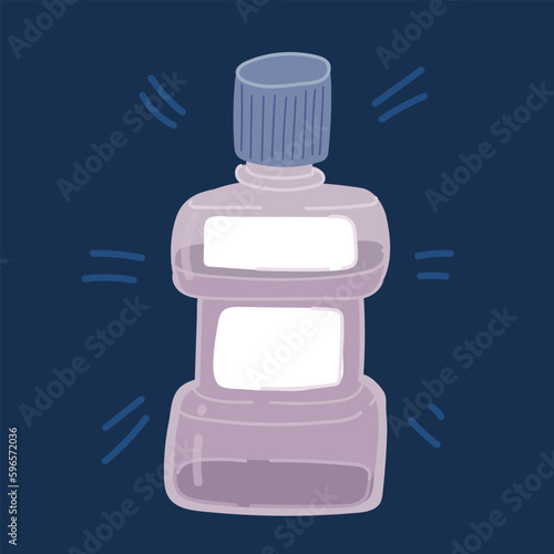 Cartoon vector illustration of Mouthwash plastic bottle. Mint liquid for rinsing mouth. Oralcare equipment.
