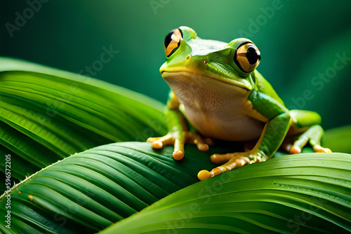 green tree frog on a leaf