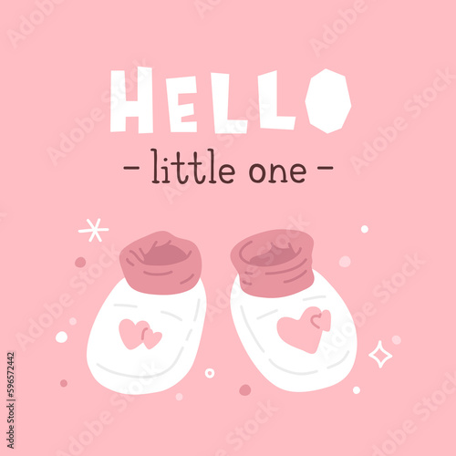 Quadro em tela A pink vector background with the word hello little one on it