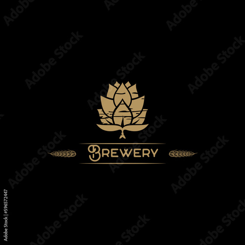 Brewery beer house label with logos of craft beer  emblems for beer house  bar  pub  brewing company  brewery  vector illustration