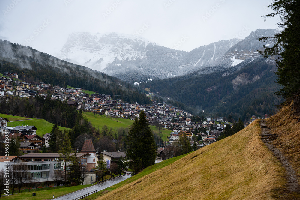 swiss alpine village, Val Gardena, Italian alpine village