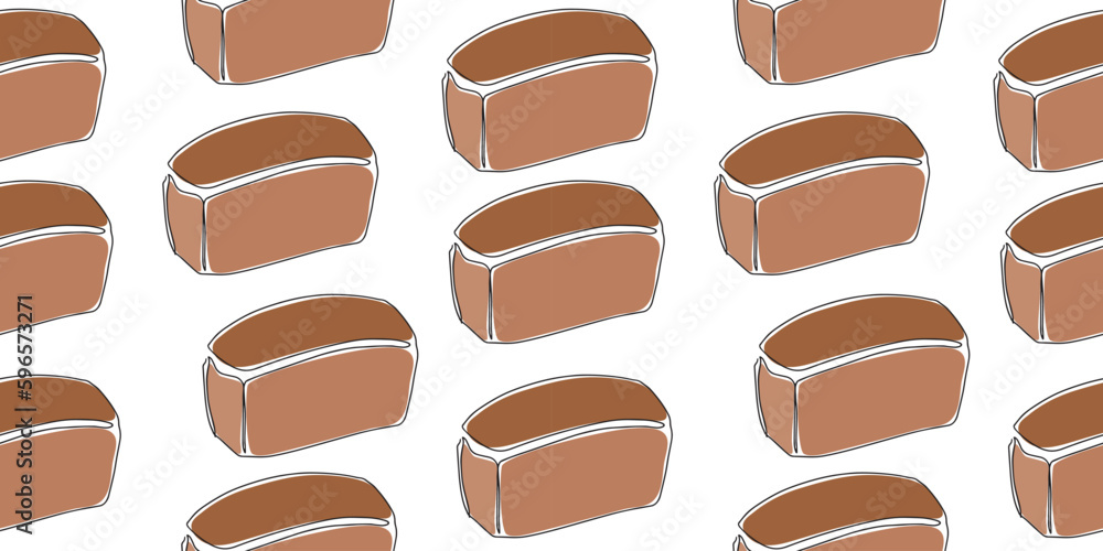 Fototapeta premium Seamless pattern of bread icons in one line. Vector illustration on a white background.