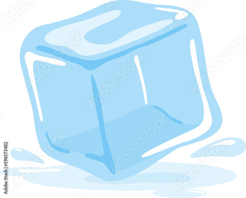Melting ice cube on white background. Vector illustration