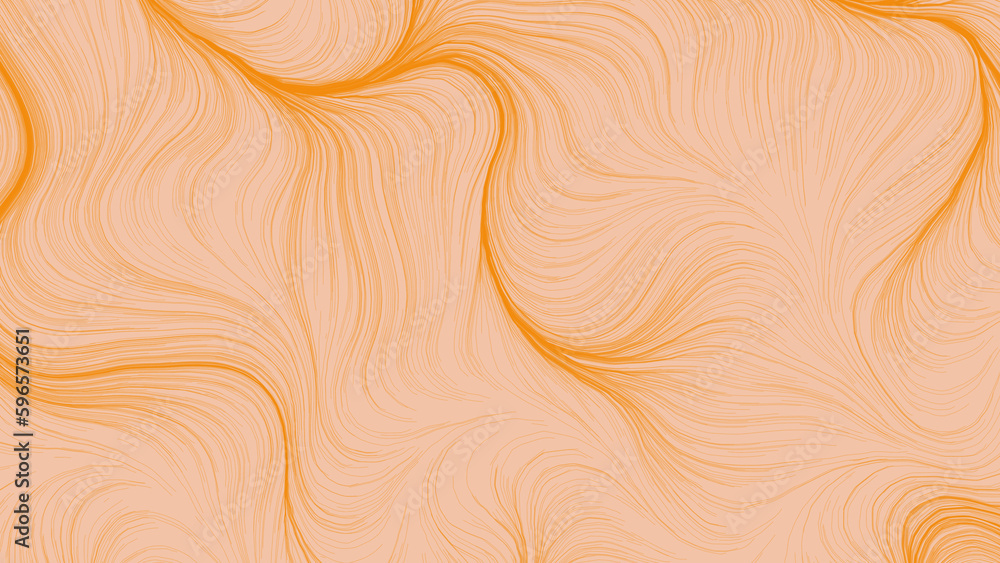 Orange lines on beige background. Digital art design. Backdrop with modern stripes. Wavy stripes beige and orange colors on pastel texture.