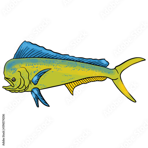Green Mahi fish ,good for graphic design resources, posters, banners, templates, prints, coloring books and more.