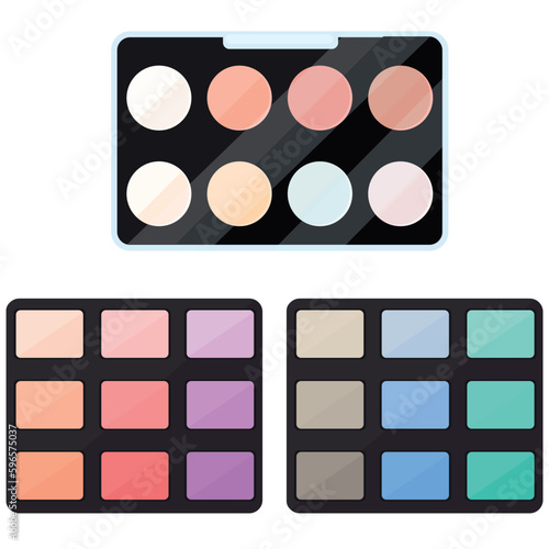 Vector image of a palette with eye shadow. The concept of makeup and self-care. A bright element of cosmetics for design.