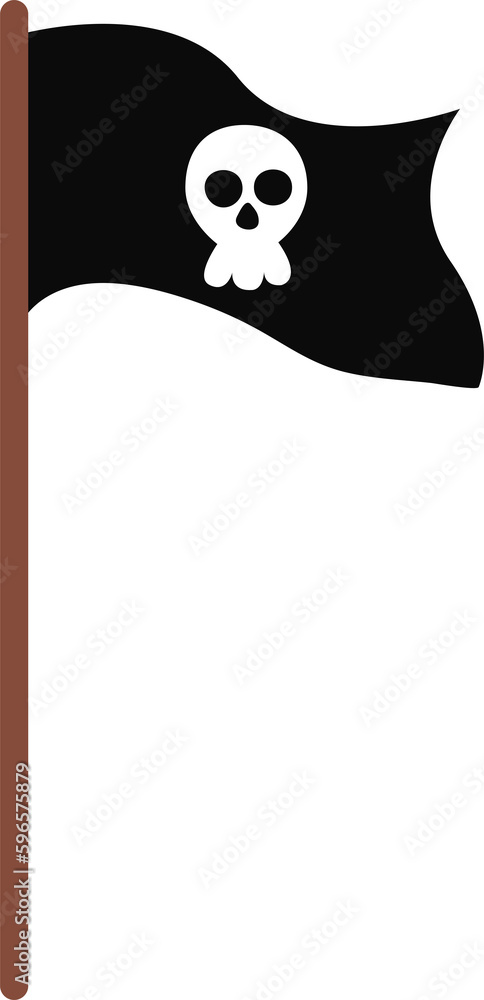 Fototapeta premium Cute hand drawn pirate black flag with skull.