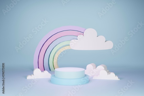 illustration of a cloud podium 3D