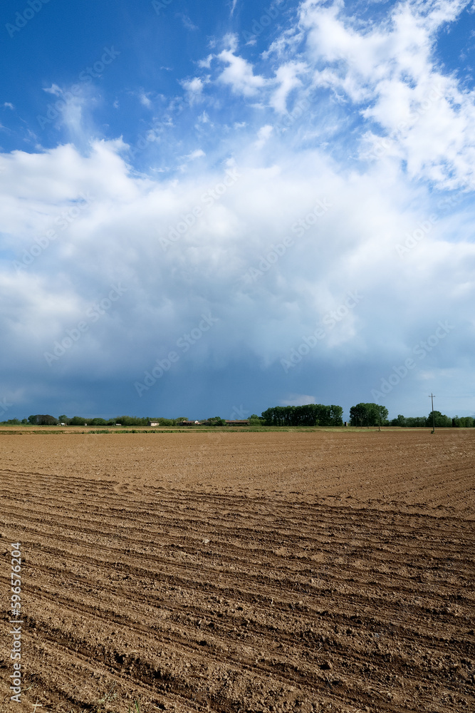 Po Valley landscape field cultivation nature natural agriculture farmhouse tree earth