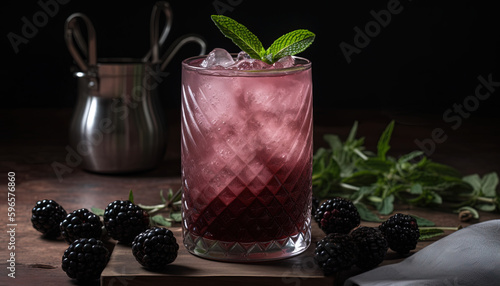 Blackberry Gin Fizz. A bubbly, fruity cocktail