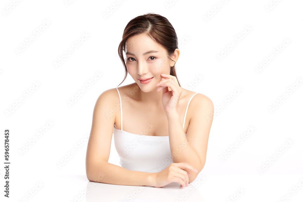 Beautiful young asian woman with clean fresh skin on white background, Face care, Facial treatment, Cosmetology, beauty and spa, Asian women portrait. Beautiful young asian woman with clean fresh skin on white background, Face care, Facial treatment, Cosmetology, beauty and spa, Asian women portrait.