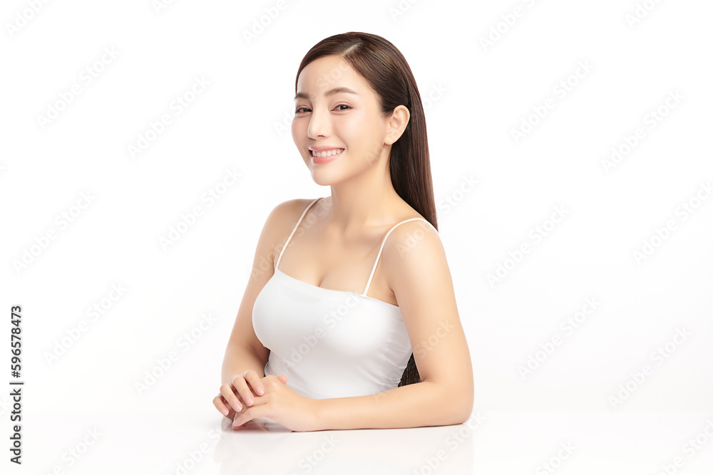 Beautiful young asian woman with clean fresh skin on white background, Face care, Facial treatment, Cosmetology, beauty and spa, Asian women portrait. Beautiful young asian woman with clean fresh skin on white background, Face care, Facial treatment, Cosmetology, beauty and spa, Asian women portrait.