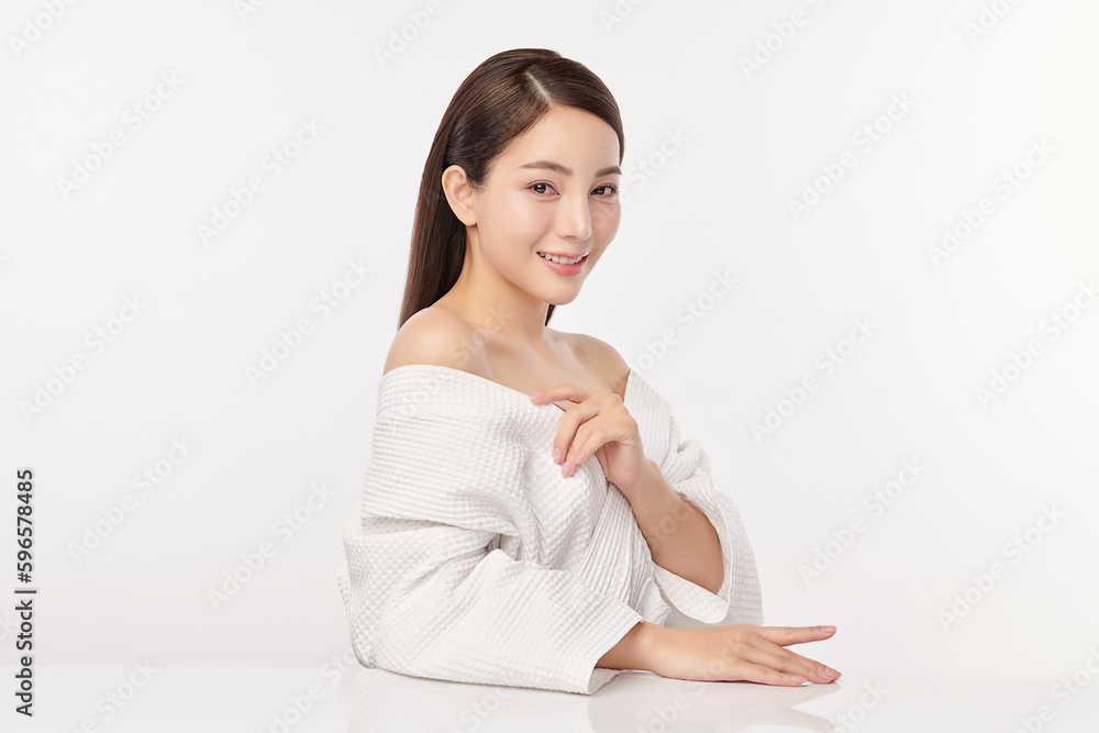 Beautiful young asian woman with clean fresh skin on white background, Face care, Facial treatment, Cosmetology, beauty and spa, Asian women portrait. Beautiful young asian woman with clean fresh skin on white background, Face care, Facial treatment, Cosmetology, beauty and spa, Asian women portrait.