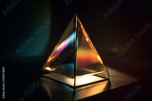 Inclined prism that refracts light down. Generative AI