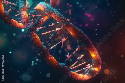 Illustration of a DNA molecule. Generative AI