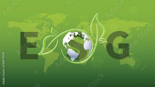 ESG - Environmental, Social and Corporate Governance Banner Information Technology Green Business Icon Renewable environment, society, vector	
