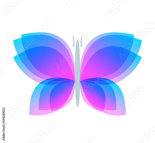 Watercolor butterfly with soft transition colors wings. Abstract flying insects logo template. Jpeg