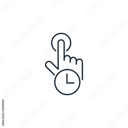 Touchscreen control. Fast response. Short wait.Vector linear icon isolated on white background.