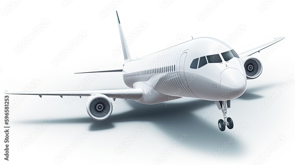 Airplane realistic 3d icon. Plane flight transport illustration. Commercial aviation. Generative AI
