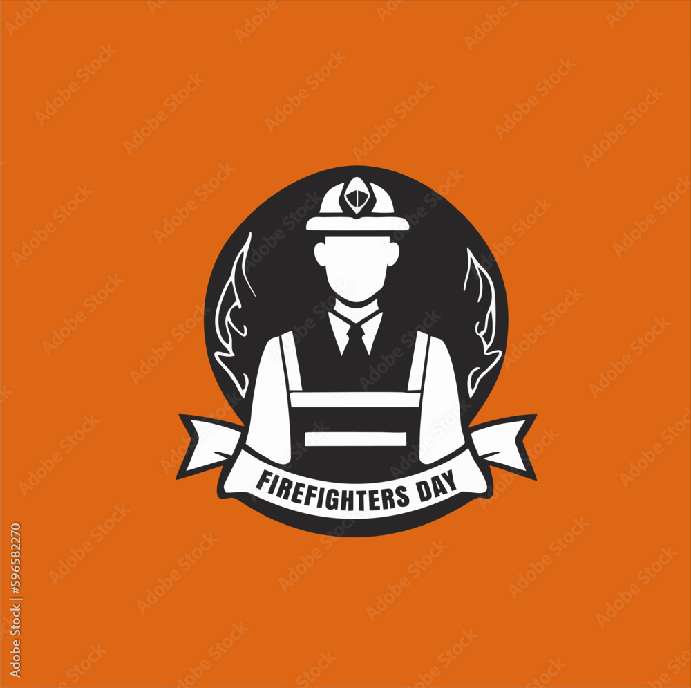 International firefighters day illustration design. firefighter logo icon. May 4th. Template for background, banner, card, poster, shirt banner