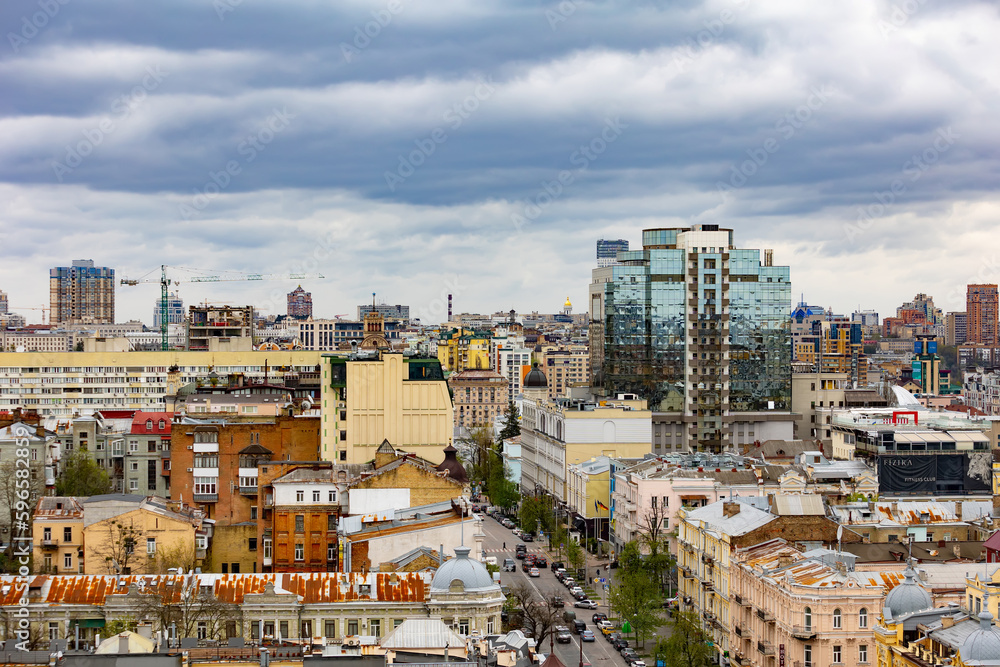 Kyiv, Ukraine - April 24, 2023: The streets of Kyiv city.