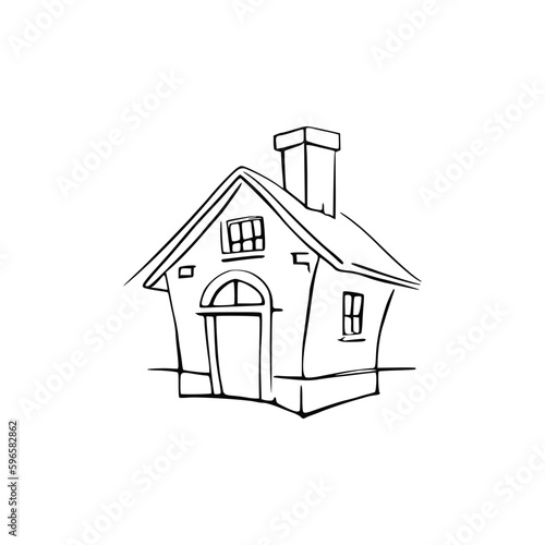 Nice Simple House coloring book, Line art house, Outline house, House coloring page, Line art Home. black and white coloring pages.