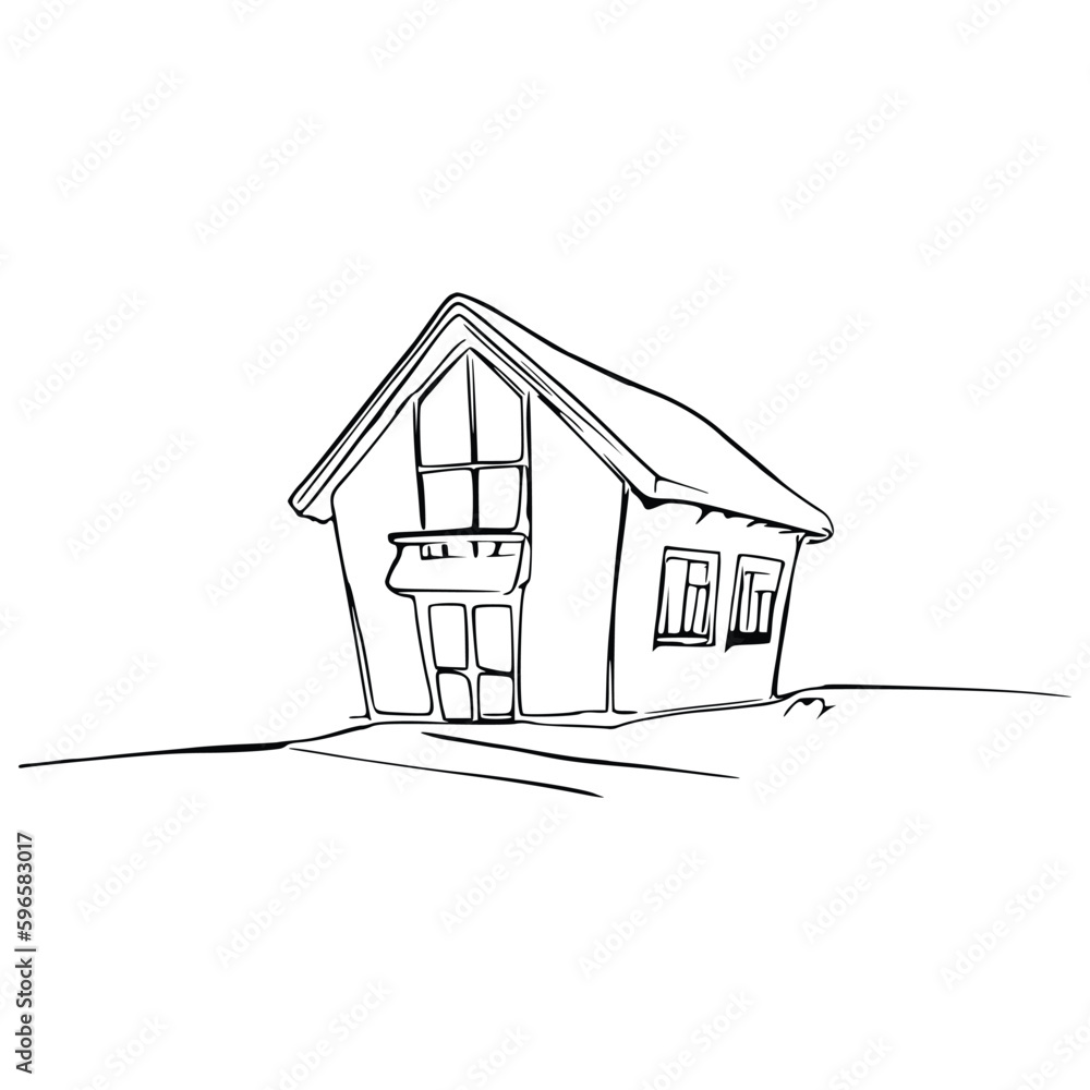 Nice Simple House coloring book, Line art house, Outline house, House