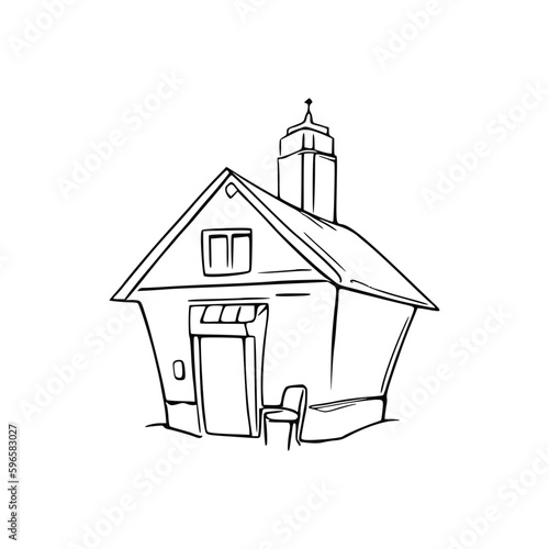 Nice Simple House coloring book, Line art house, Outline house, House coloring page, Line art Home. black and white coloring pages.