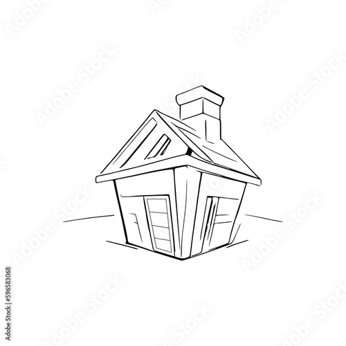 Nice Simple House coloring book, Line art house, Outline house, House coloring page, Line art Home. black and white coloring pages.