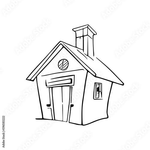 Nice Simple House coloring book, Line art house, Outline house, House coloring page, Line art Home. black and white coloring pages.