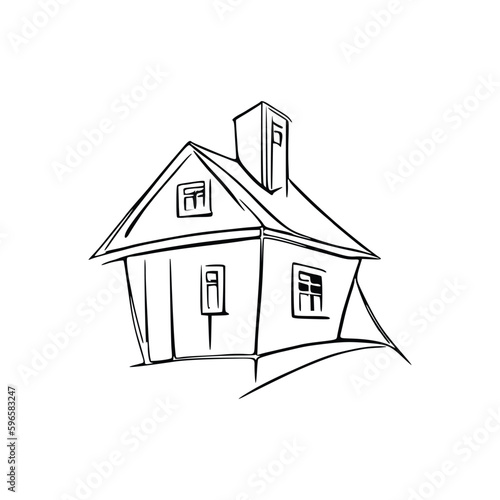 Nice Simple House coloring book, Line art house, Outline house, House coloring page, Line art Home. black and white coloring pages.