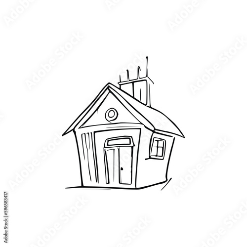 Nice Simple House coloring book, Line art house, Outline house, House coloring page, Line art Home. black and white coloring pages.
