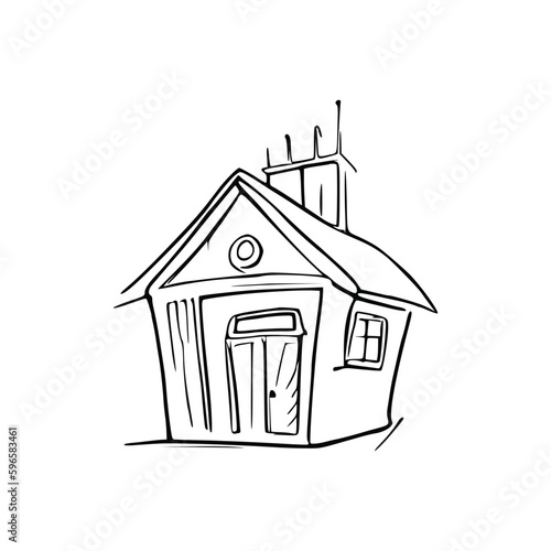 Nice Simple House coloring book, Line art house, Outline house, House coloring page, Line art Home. black and white coloring pages.
