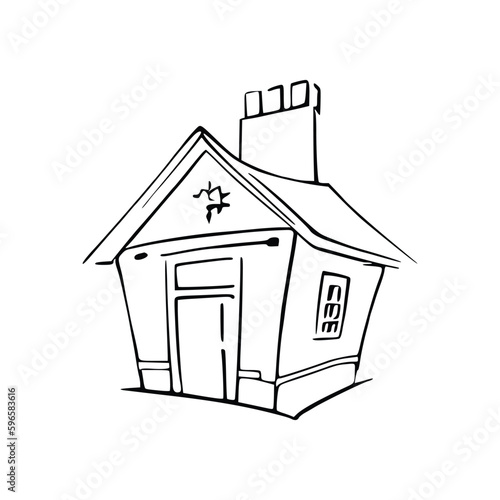 Nice Simple House coloring book, Line art house, Outline house, House coloring page, Line art Home. black and white coloring pages.