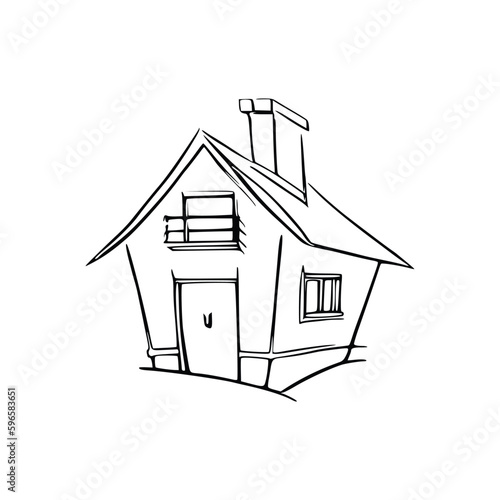 Nice Simple House coloring book, Line art house, Outline house, House coloring page, Line art Home. black and white coloring pages.