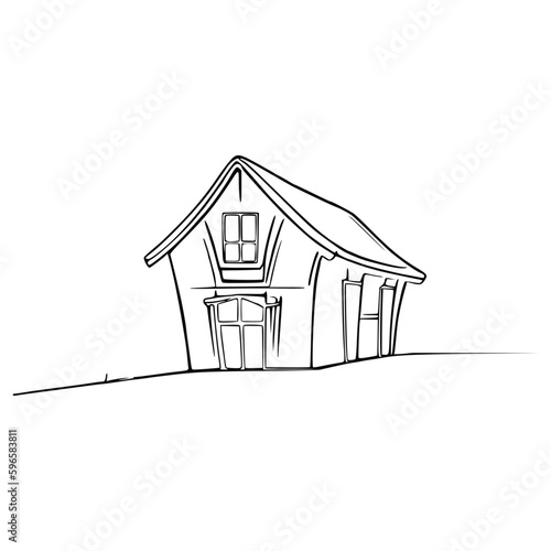 Nice Simple House coloring book, Line art house, Outline house, House coloring page, Line art Home. black and white coloring pages.
