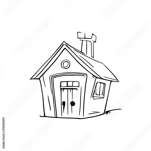 Nice Simple House coloring book, Line art house, Outline house, House coloring page, Line art Home. black and white coloring pages.