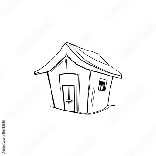 Nice Simple House coloring book, Line art house, Outline house, House coloring page, Line art Home. black and white coloring pages.