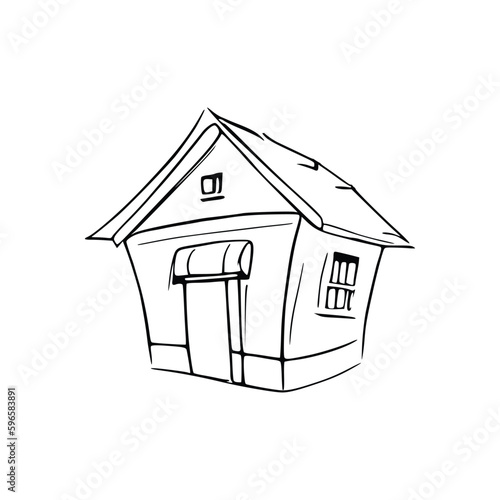 Nice Simple House coloring book, Line art house, Outline house, House coloring page, Line art Home. black and white coloring pages.