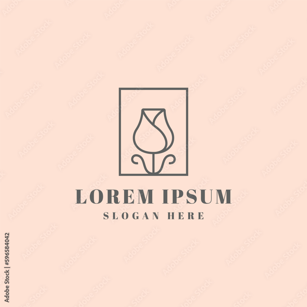 Minimalist Rose Logo Design Vector Minimalist Rose Logo Design Vector