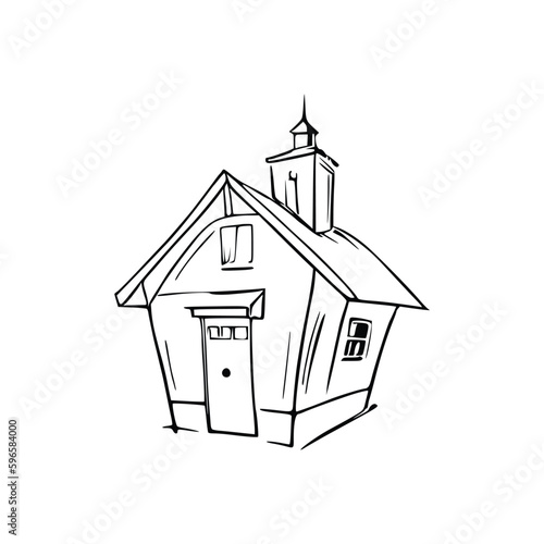 Nice Simple House coloring book, Line art house, Outline house, House coloring page, Line art Home. black and white coloring pages.