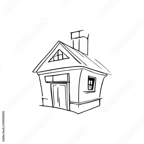 Nice Simple House coloring book, Line art house, Outline house, House coloring page, Line art Home. black and white coloring pages.