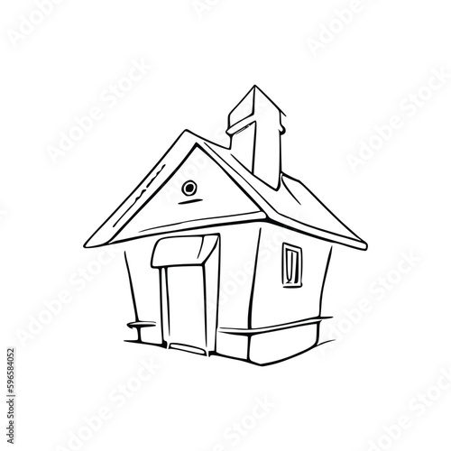Nice Simple House coloring book, Line art house, Outline house, House coloring page, Line art Home. black and white coloring pages.